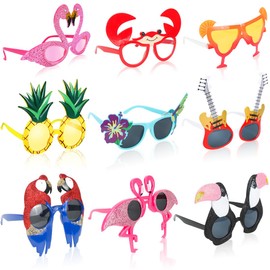 Aurasky Funny Sunglasses, 9 Pairs, Hawaiian Party Glasses, Luau Party Sunglasses, Hawaiian Tropical Party Glasses, Funny Sunglasses, Novelty Party Accessories, Decoration for Children, Adults