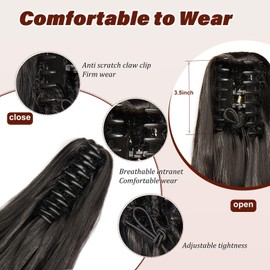 Dcbaboo Ponytail Hairpiece Braid Extension with Clip Wavy Long Ponytail Extensions Hair Extension Clip Synthetic Wavy Ponytail Hair Extension Braid 45 cm Dark Brown