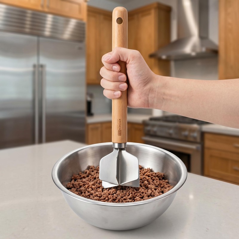 AOYYUBK Meat Chopper Stainless Steel, 6-Blade Ground Beef Masher with