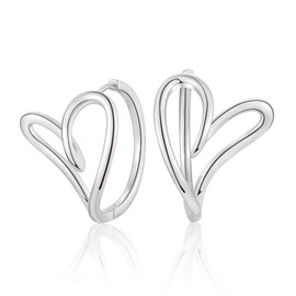 DEKALN Silver Hoop Earrings for Women, Organically Shaped Heart Hoop Earrings for Girls, Hypoallergenic Small Hoops Jewellery Gifts
