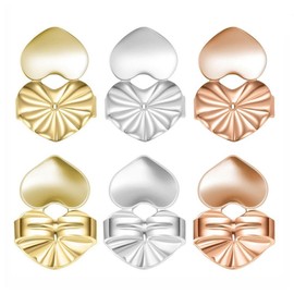 Magic Earring Backs,925 Sterling Silver Secure Backings,3 Pairs of Adjustable Hypoallergenic Earing Backs Lifts,Easy to Use Back Earrings for Ear Lobe Lifter,Instantly Lift Earring Backs (Heart)