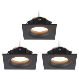 HCFEI LED Einbaustrahler Set eckig - schwarz 5 Watt dimmbar 230V flach blendfrei – Einbauleuchte Ø 68mm Bohrloch – Einbau-Spot Decken-Strahler Deckeneinbaustrahler (3er set - Warmweiß)