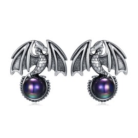 Dragon Earrings For Women Sterling Silver Created Black Pearl Dragon Pendant Dragon Jewelry For Women