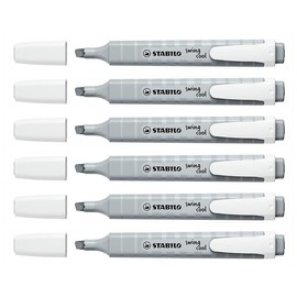 STABILO Swing Cool Highlighters Pastel Bevel Tip Silk Grey Pack of 6aa