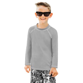 Made in USA Baby Boys and Girls Solid Rashguard Swimming Tee Shirt Rash Guard SPF UPF Sun Protection for Summer Beach Pool and Play, L/S Medium Gray, 18-24 mon.
