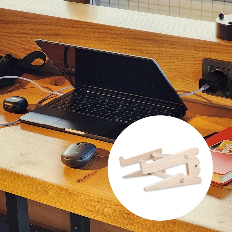 Rumyve Wooden Laptop Stand,Folding Ventilated Laptop Lifter,and Laptop Riser Support