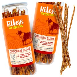 Riley's Slims Chicken Sticks for Dogs - USA Sourced Dehydrated Chicken Dog Treats - Chicken Strips Dog Jerky Treats Made in The USA - 2 Pack
