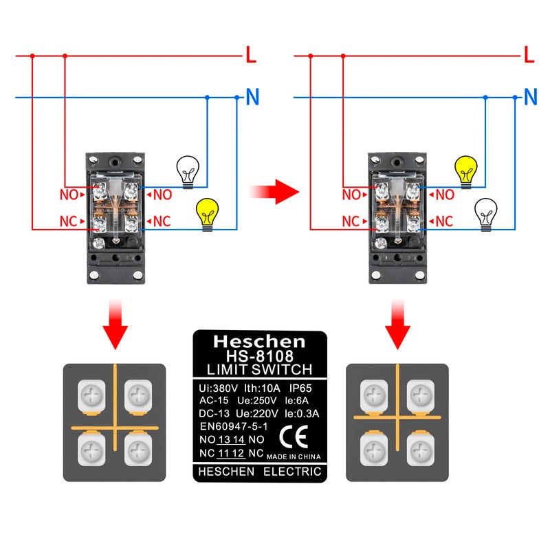 Heschen Limit Switch TZ-8108 Adjustable Roller Lever 10A 250VAC SPDT