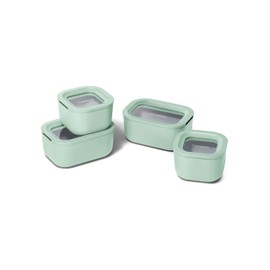 Caraway Mini Food Storage 9pc Set - Glass Storage Containers for Food - Non-Toxic Ceramic-Coated Glass - Air Release Technology - Compact & Stackable Design - Mist