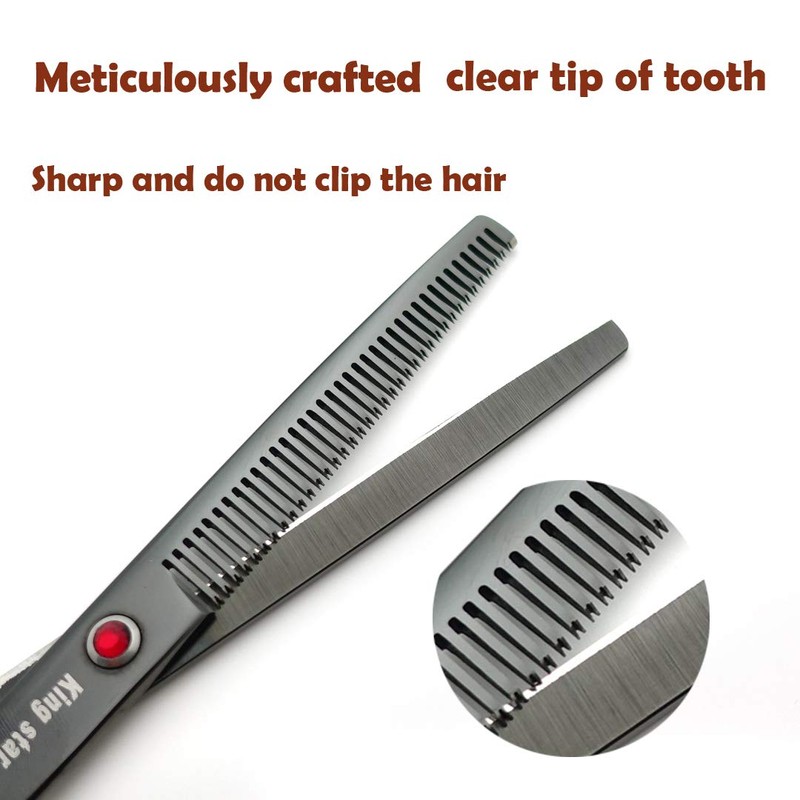 KINGSTAR 7.0in Titanium Black Professional Pet Grooming Scissors Set,Straight &