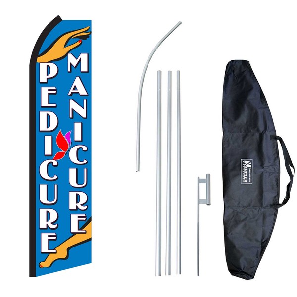 "Pedicure Manicure" 12-Foot Swooper Feather Flag and Case Complete Set...Includes