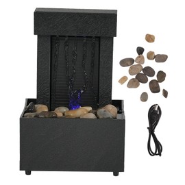Waterfall Light Show Tabletop Water Fountain with Natural River Rocks Color Changing LED Lights for Office Home Decor
