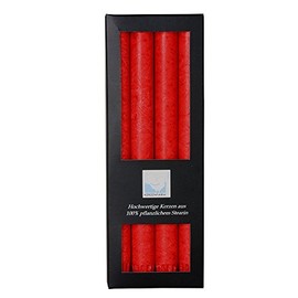 Stearin Taper Candles, Pack of 4, Red, 2.2 x 25 cm, 370 g