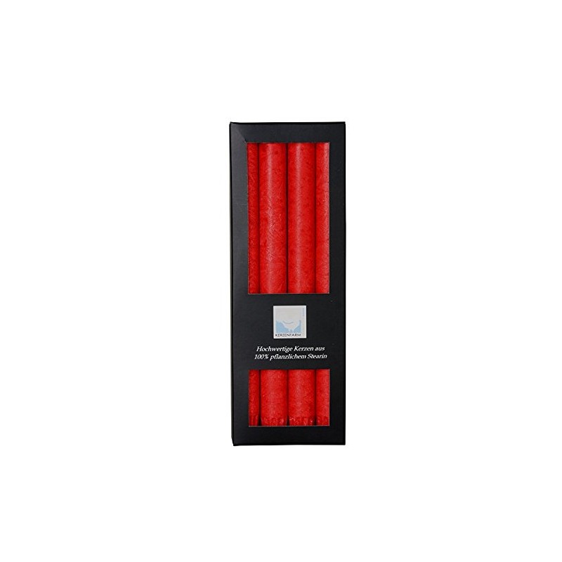 Stearin Taper Candles, Pack of 4, Red, 2.2 x 25