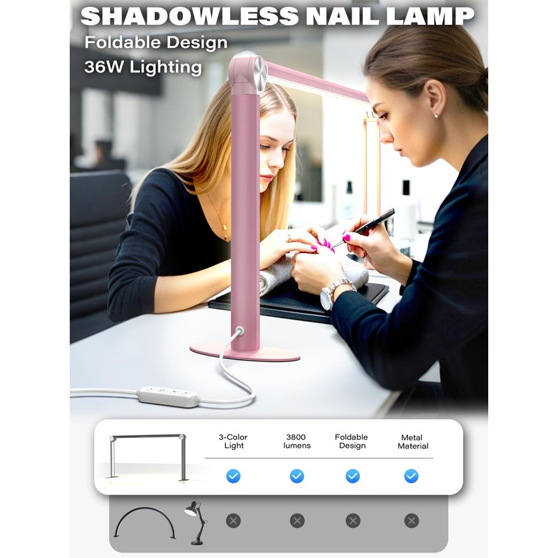 STOLAS Half Moon Light for Nail Desk with Phone Holder,