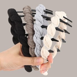 Amariver Headbands for Women 4Pcs Zigzag Headbands Elastic Teeth Comb Hair Band Womens Head Band Non-slip Twisted Hair Accessories