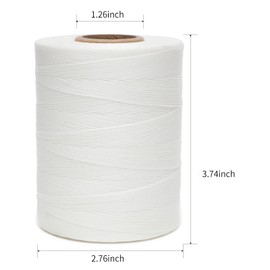EXKALAFUL Waxed Thread,852Yds 150D 0.8mm Flat Polyester Wax Thread for Hand Sewing Leather Craft DIY Projects Shoes Repair Book Binding(White)