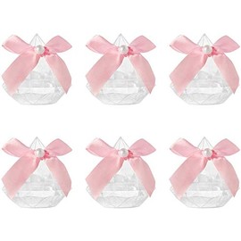 6pcs Diamond Shape Gift Boxes Candy Boxes Wedding Favor Boxes for Wedding Bridal Shower Party Supplies - S, Pink