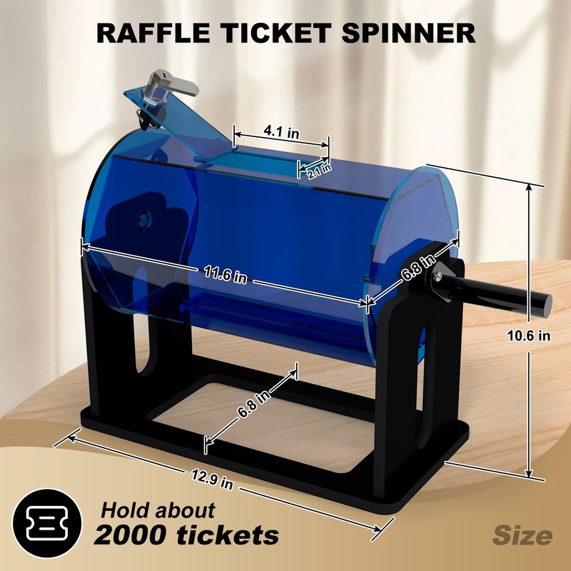 Raffle Drum, Raffle Ticket Spinner Drum with Silent Design Turning