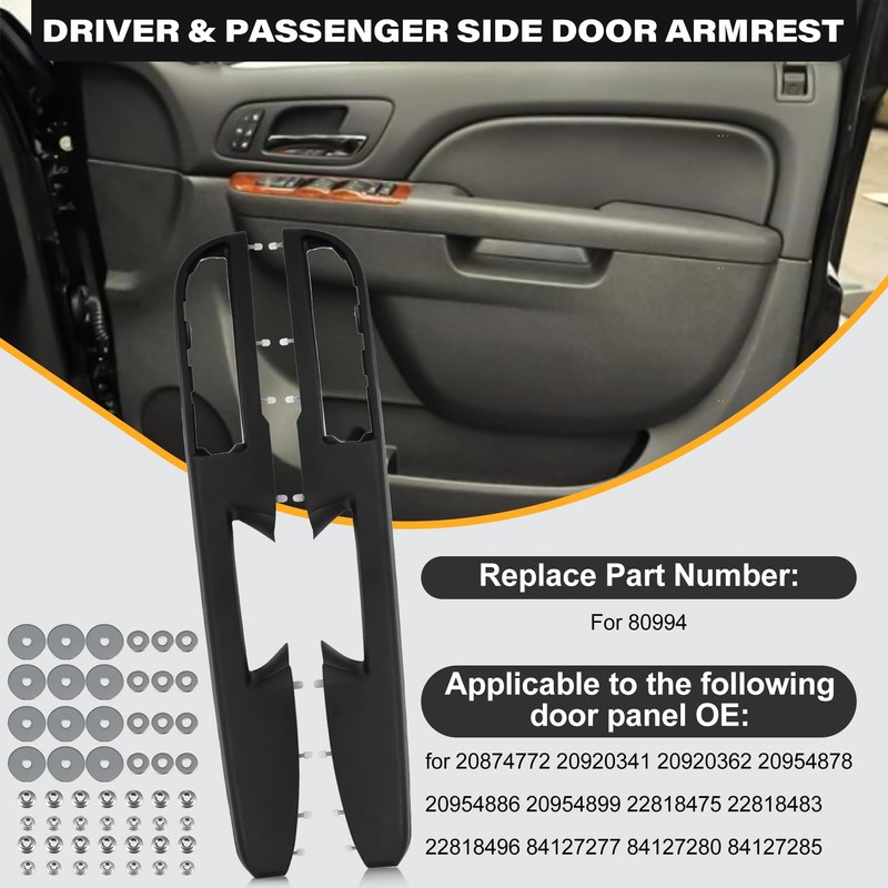 80994 Front Driver & Passenger Side Door Armrest Handle Compatible