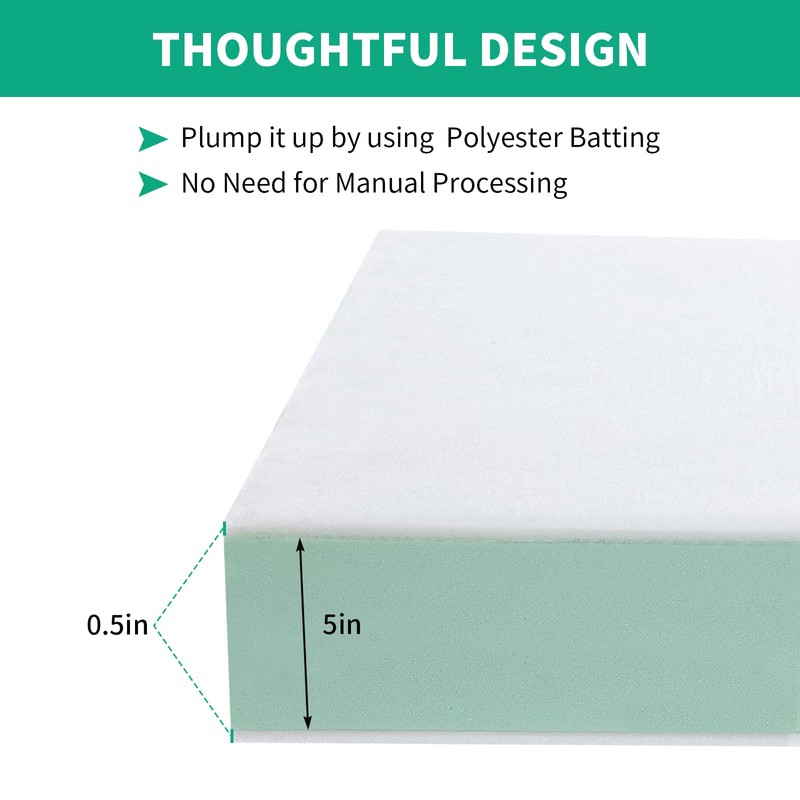 HOMBYS Couch Cushion Replacement Wrapped with Polyester Batting, High Density
