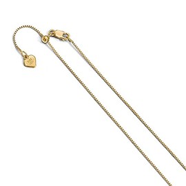 Sonia Jewels Sterling Silver .85 mm Gold-Toned Adjustable Box Chain Necklace 30" - with Secure Lobster Lock Clasp