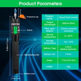 Moocci Visual Fault Locator Fiber Optic Tester 8 Pack - Fiber Optic Cable Tester Meter with FC to LC Adapter - Tools Tester Kit for FC/SC/ST/LC Connector, Network Cable Test