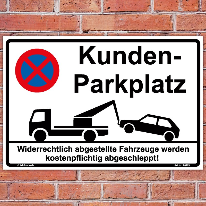 Sign "Kundenparkplatz 300 x 200 MM with Sturdy Aluminium Composite