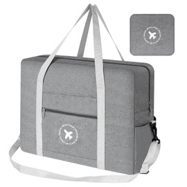 AiQInu Travel Bag Hand Luggage 45 x 36 x 20 cm, Hand Luggage Bag for Easyjet Cabin Bag, Foldable Hand Luggage Bag for Men and Women with Shoulder Strap (Grey), gray, Folding storage bag-Grey