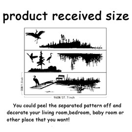 SUPERDANT Wall Sticker Black Heron Landscape Wall Stickers Wall Stickers Wall Pictures Bird Mountain Decorative Sticker Removable Window Decoration Art Decorative Home Children Toddlers Gift