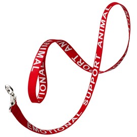 Dogline Red - Emotional Support Animal Nylon Leash Printed with Reflective Letters for Small Medium and Large Dogs Do Not Pet ESA Training Working W 5/8" x L 4 ft