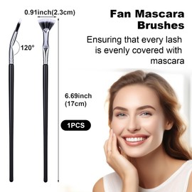 YANGWRshop 1 Pcs Folding Angle Scalloped Lash Brush, Eyelash Comb Separator, Multifunctional Mascara Fan Brush, Soft Bristles Makeup Tool for Upper Lower Eye Lash (Black)