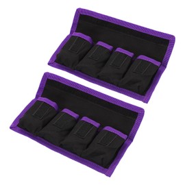 PATIKIL Camera Battery Pouch Cases, 4 Pocket Nylon DSLR Battery Case Holder Storage Bag for AAA, LP-E6, LP-E8, NP-FW50, EN-EL14, EN-EL15 Batteries (Purple)