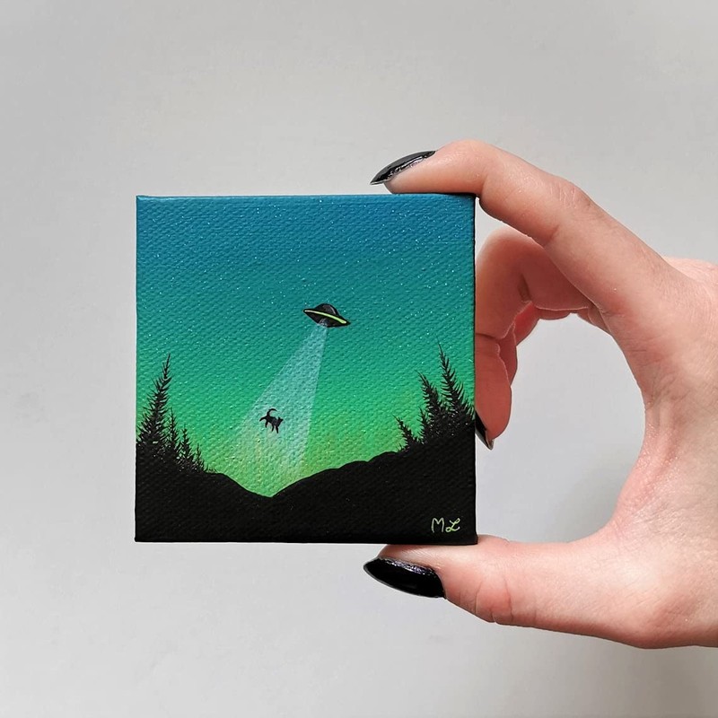 4 Mini Blank Framed Canvas Panels 7x7 cm Square Small