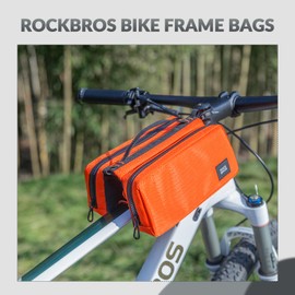 ROCKBROS Bicycle Frame Bag Large Capacity Top Tube Bag with 2 Side Pockets Bike Tool Bag Cycling Storage Bag with 1 Adjustable Shoulder Strap, 9 Colors