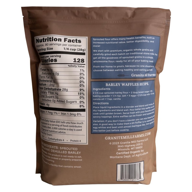 Granite Mill Farms Sprouted Organic Barley Flour, 5 lb