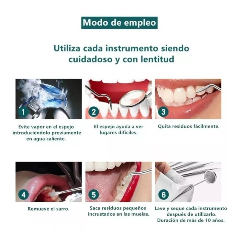 Veraly Set Herramientas Dentales Acero Inoxidable Con Estuche 5pz F