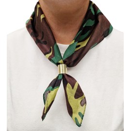 Komonee Tie Neck Ring Loop Clasp Gold Colour With Camo Paisley Bandana Head Scarf Headbands Handkerchief Cowboy Cotton Bib Party Face For Mens Womens Unisex