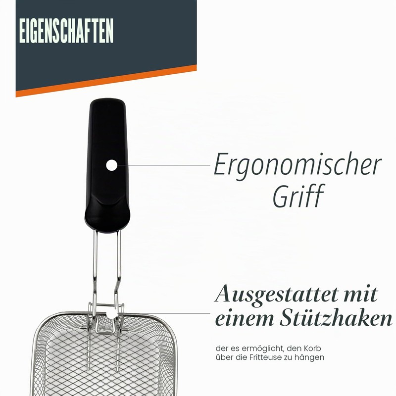 Lacor - R69135A - Ergo Frying Basket, 18/10 Stainless Steel,