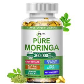 Moringa Softgels, Organic Pure Moringa Oleifera Leaves Extract for Energy, Skin, Gut Health, Immune, Natural Antioxidant, High Potency Moringa Oil Than Moringa Powder, Non-GMO, 60 Serving