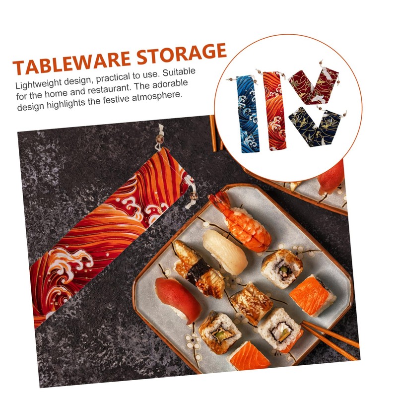 BESPORTBLE Sets Japanese Chopstick Fork Storage Pouches Cutlery Bags for