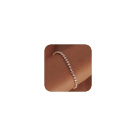 ZAULER Tennis Bracelets 14K Gold/Silver Plated 2.5-4mm Width Sparking Rhinestone Chain Bracelet Delicate Tennis Jewelry for Women Men