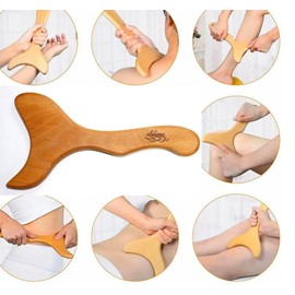 4-pc Dry Brush - Exfoliating Body, Face & Foot, Wooden Massage Maderoterapia Tool, Meridian Pressure for Lymphatic Drainage, Cellulite, Anti-callus Pumice Stone, Gua Sha, Body Sculpting, Sensitiv Skin