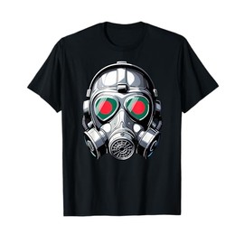 Mens Bangladesh Flag Pride Heritage Man Gas Mask Graphic T-Shirt