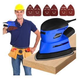 Lijadora Orbital Eléctrica BOWOSHEN Profesional con Velocidad Variable Lijadora De Madera Con 6 Papeles De Lijas, Lijadora Eléctrica Con Cable Para Pintura De Coche, Decoración Del Hogar