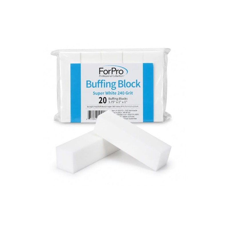 ForPro Super White Buffing Block, 240 Grit, Four-Sided Manicure &