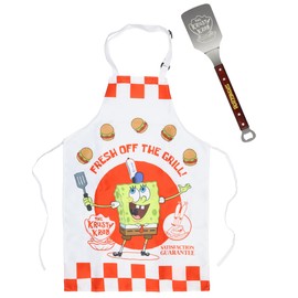 Spongebob Squarepants Apron Grill Set | The Krusty Krab Apron and Spatula Set | Krabby Patty Metal Spatula Grilling Set