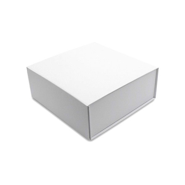 White Gift Box - 1 Pack Small Collapsible Magnetic Lid Luxury Cardboard Box for presents, gifts, Ornaments, Holiday, Weddings, Events, Small Businesses, Organization, Supplies, Crafting - 9.4x9.4x3.7