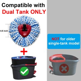 Mop Replace Head Compatible with O-Cedar-Spin-Mop-Replacement-Head 2-Tank System Triangle Microfiber Spin Mop Refills, 2 Pack Blue Mop Head Replacements with 1 Mop Base Part for Easy Cleaning