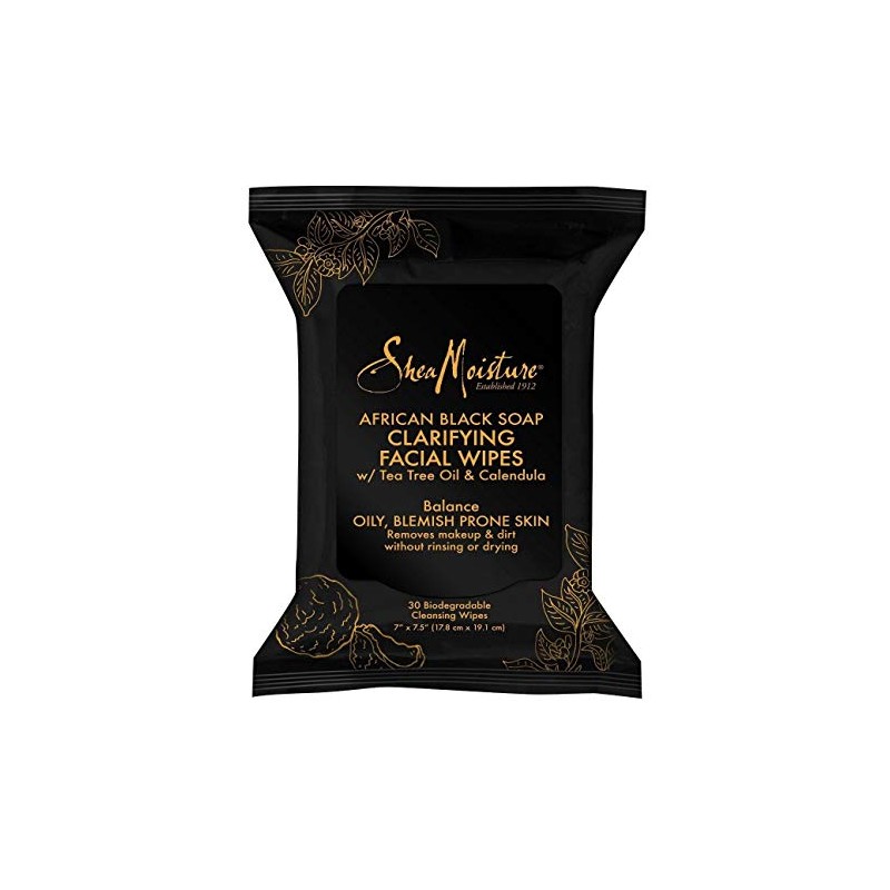 SHEA MOISTURE African Black Soap Facial Wipes 30 Count (3